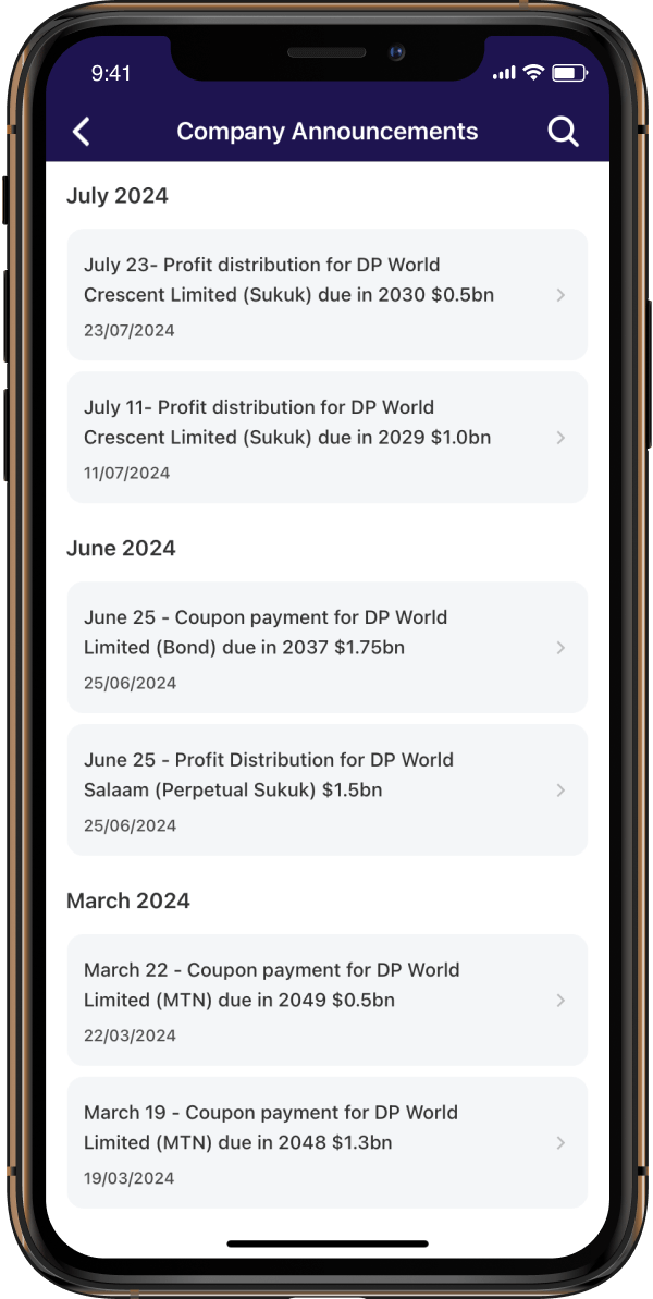 Key Financials screenshot.