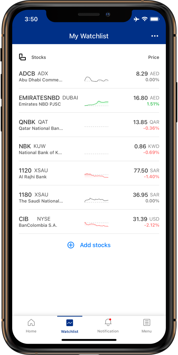 Watchlist screenshot.