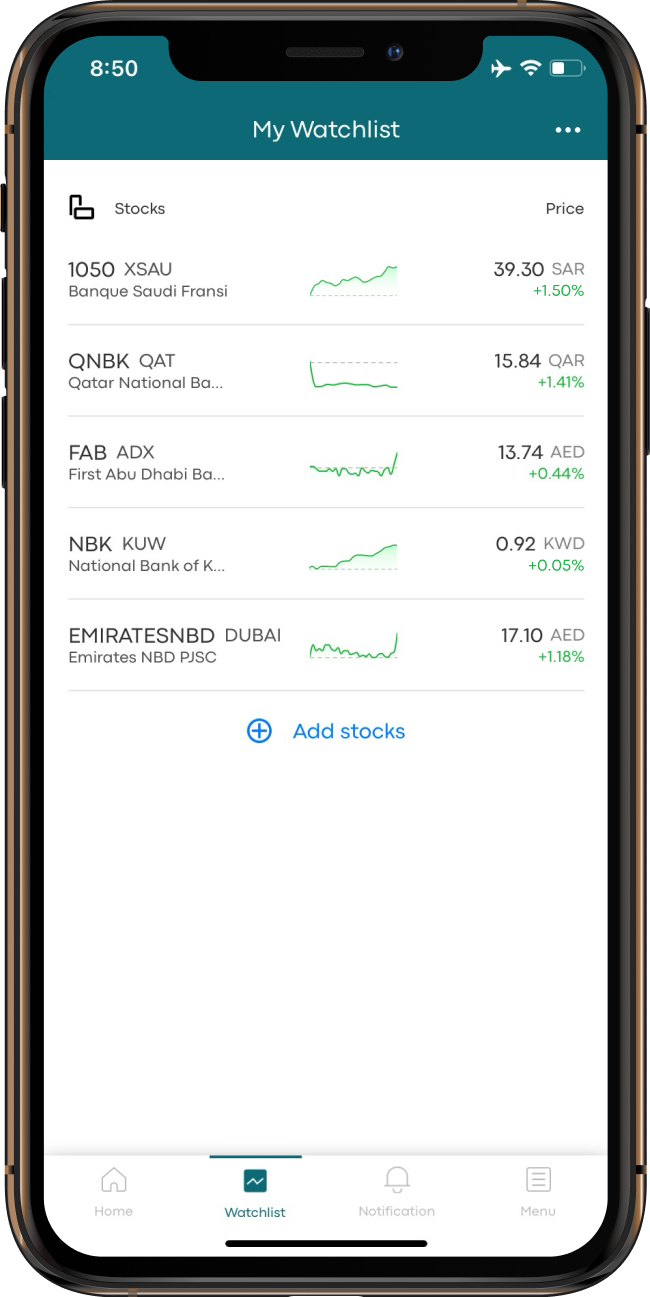 Watchlist screenshot.