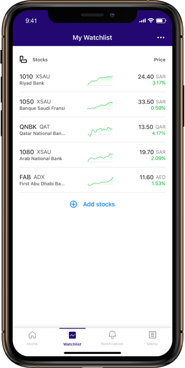 Watchlist screenshot.