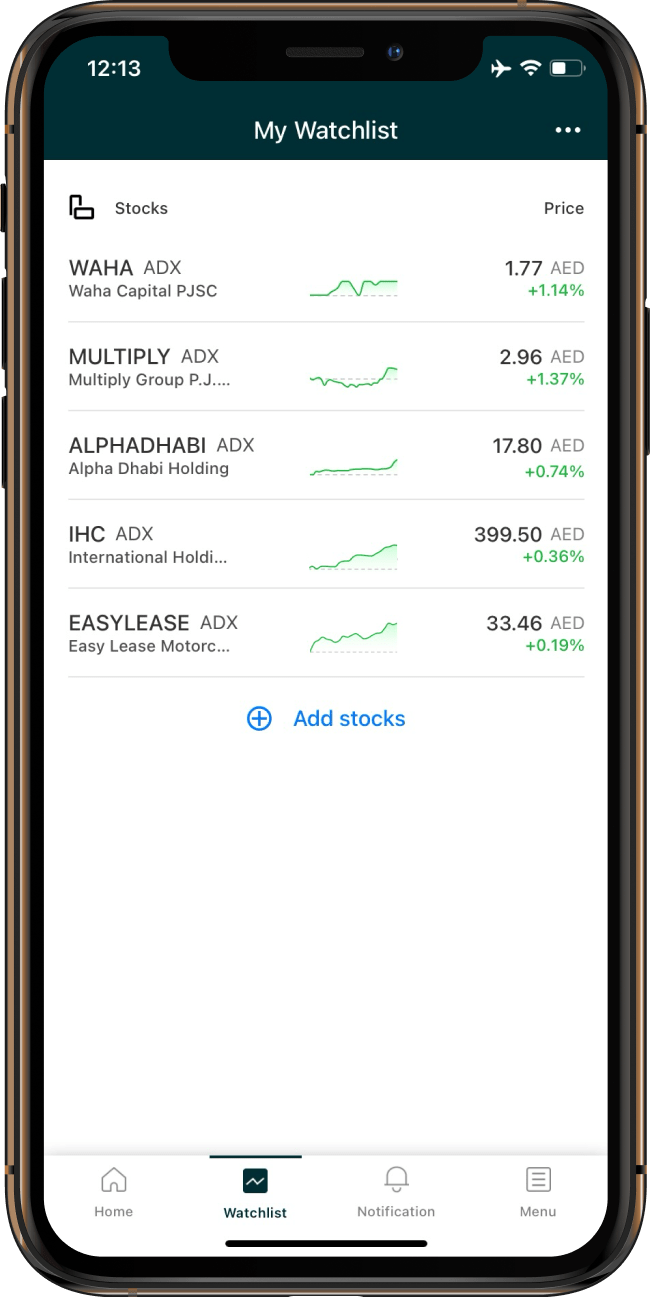 Watchlist screenshot.