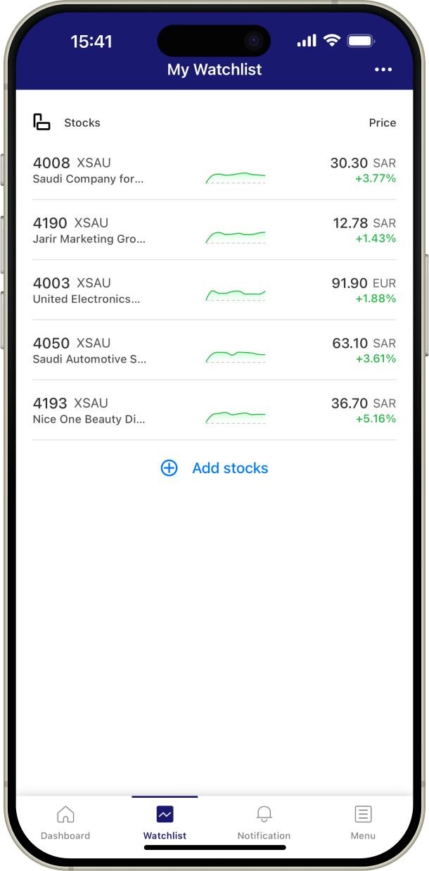 Watchlist screenshot.